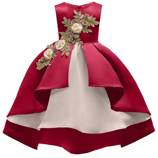 Girl's Luxury Princess Wedding Dress Červená 4 roky