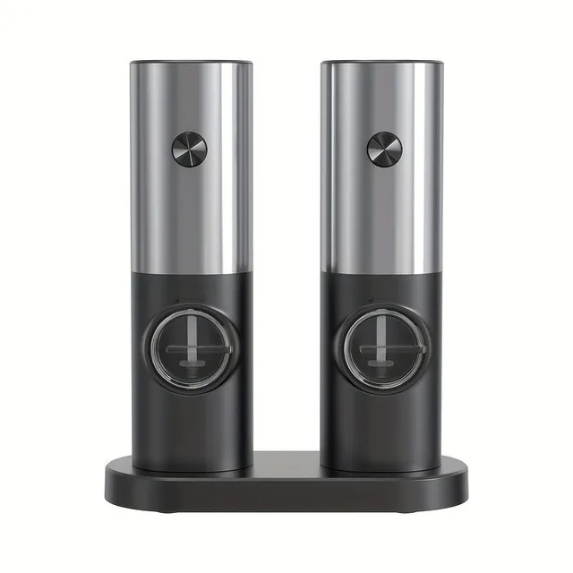 Set of electric salt and pepper grinders - Elegant stainless steel design, automatic grinding, easy to control, ideal for kitchen