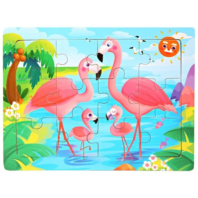 Kids cute wooden puzzle with pets 8