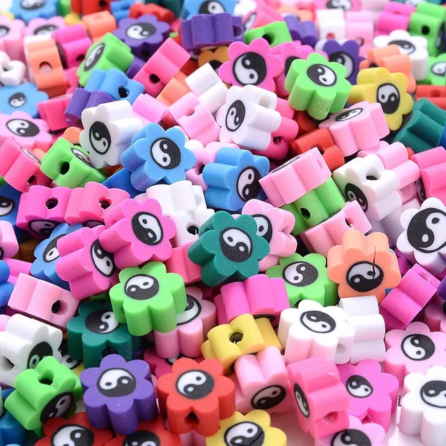 Girls coloured beads for stringing - various motifs - 100 pcs