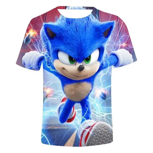 Fajna koszulka z krótkim rękawem dla chłopców z nadrukiem Sonic