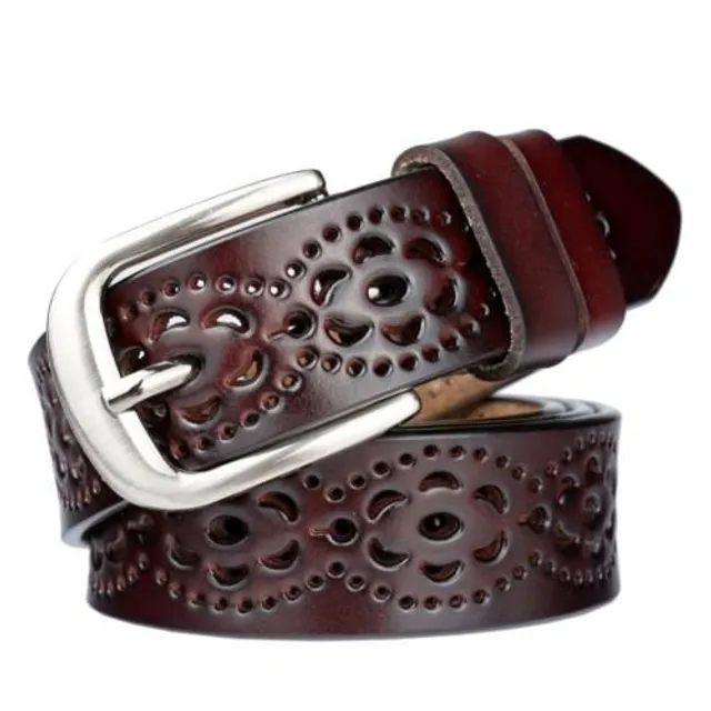 Women's leather belt with design details