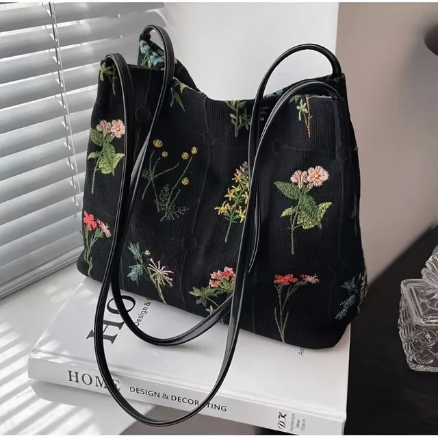 Torba kwiatowa z drukiem + torba na ramię z haftem mody