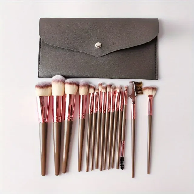 Professional set of make-up brushes in bag with 15 brushes