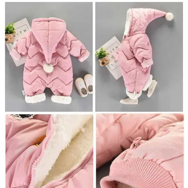 Children's winter warm cotton overal with hood for newborns