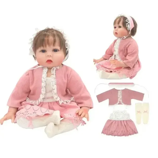 Clothing for baby doll 55 cm large - Set of dresses and socks