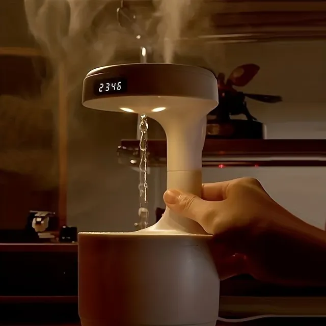 Anti-gravity humidifier with clock and night light