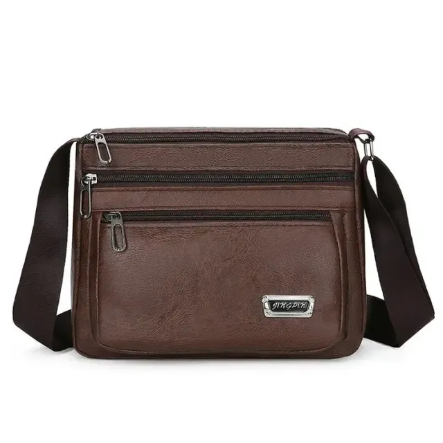 Men's leather briefcase with retro design