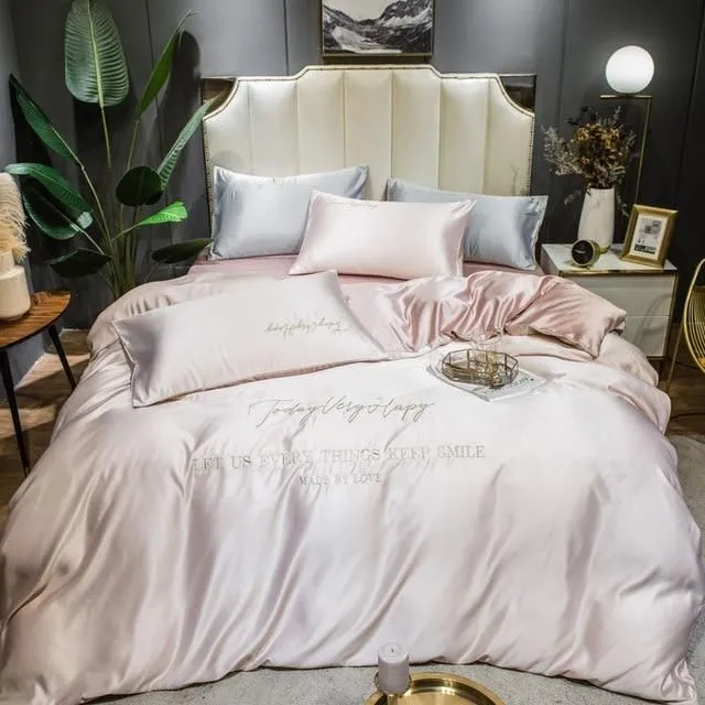 Silk bed linen for bed