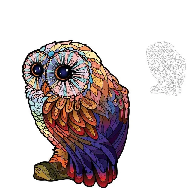 Unique A4 wooden puzzle with original motif of Owl