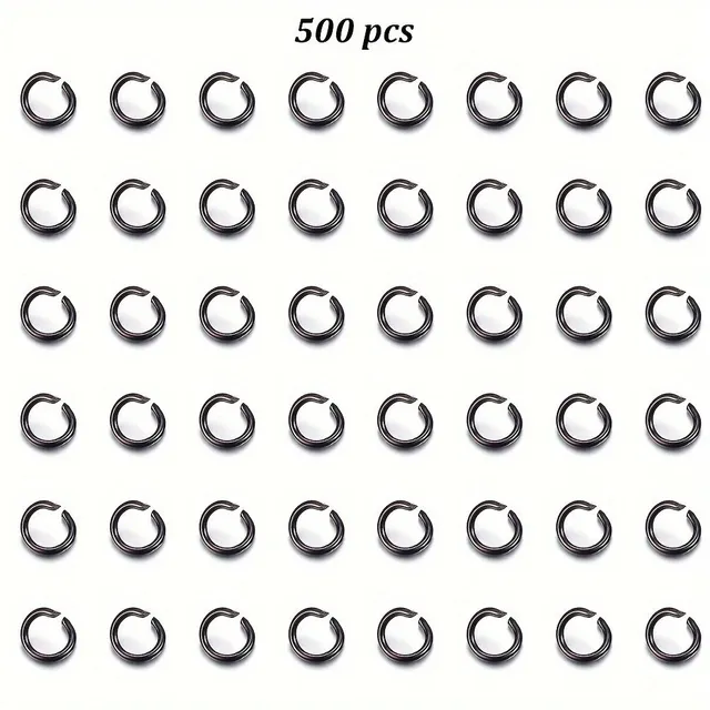 500 czarnych pierścieni otwartych ze stali nierdzewnej 304 (21 Gauge)