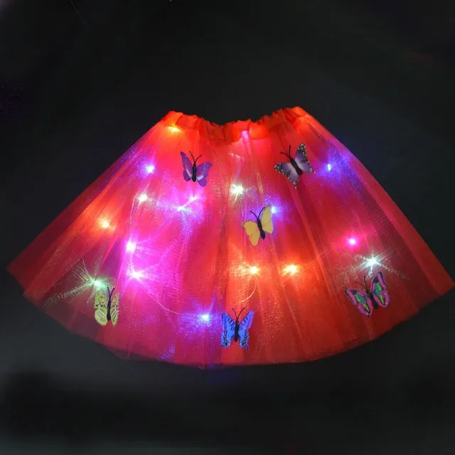 Detská svietiace sukňa zdobená motýlik red-skirt