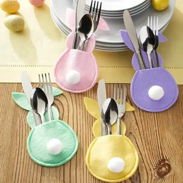 Set of cute cutlery cases - fillet material, 4 pieces in set, more color variants