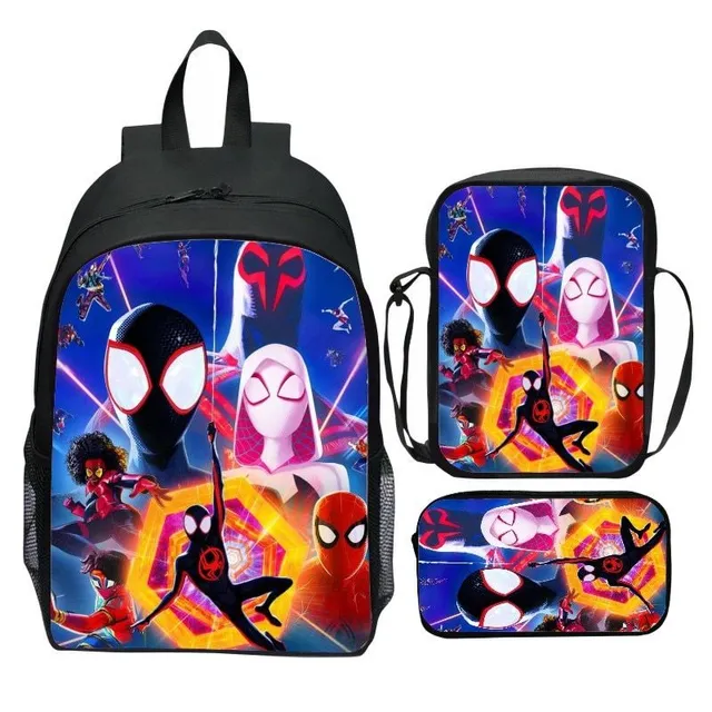 Set of school backpack for children with motifs of the popular Spiderman: Cross parallel worlds