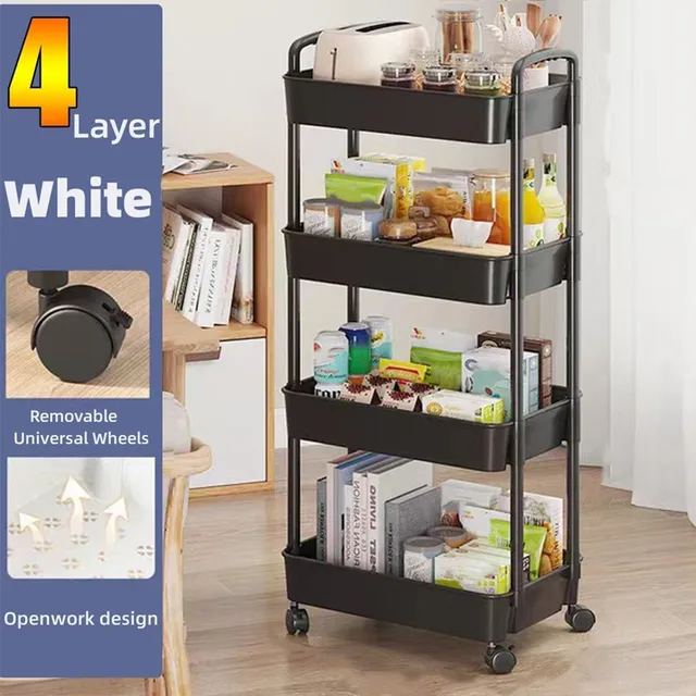 4-story multifunctional storage trolley for kitchen, bathroom, office and bedroom - snacks and storage space