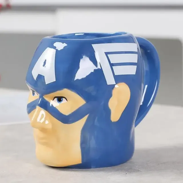 Cup in the shape of a comic book superhero