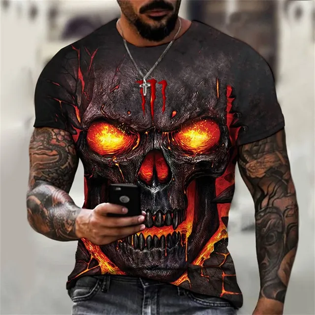 Men's stylish short sleeve shirt with skull print