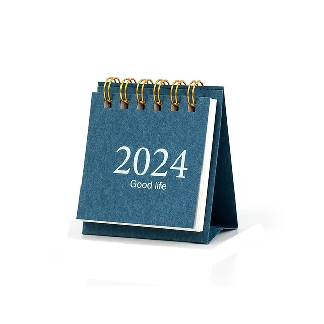 Mini Stolný Kalendár 2024, prenosný kreatívny notebook, dekorácie, malý čerstvý elegantný stolový kalendár, mesačný plánovač pre študentov a kancelárske potreby