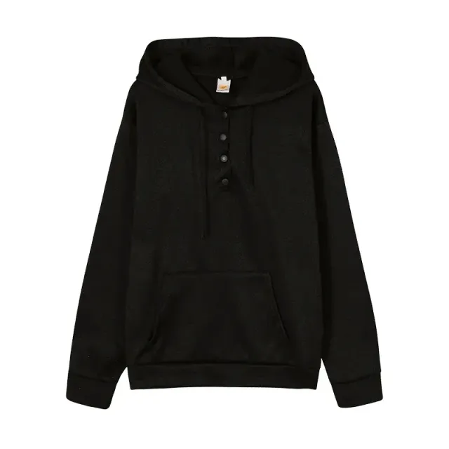 Fashion trendy sweatshirt for women with long sleeves, free, button-on and hooded