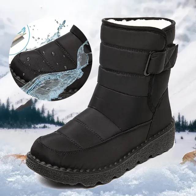 Women's winter waterproof snow boots with plush