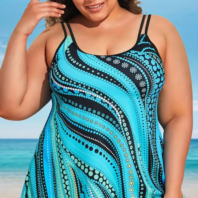 Large volume casual swimsuits, women's excessive flowing floral two-piece swimsuits with exposed shoulders and shorts