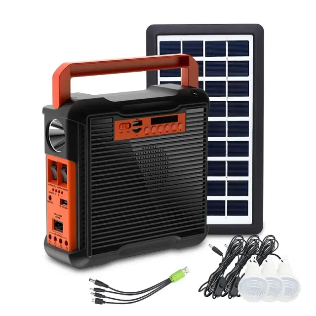 Lamp Solar Generator with Bluetooth Speaker and Radio for Camping and Emergency Powering