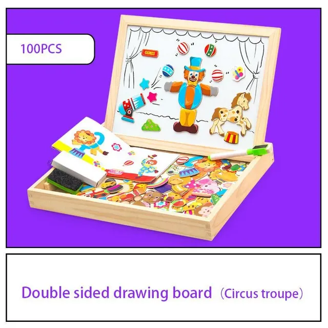 Magnetická tabule s dřevěnými figurkami - 3D puzzle