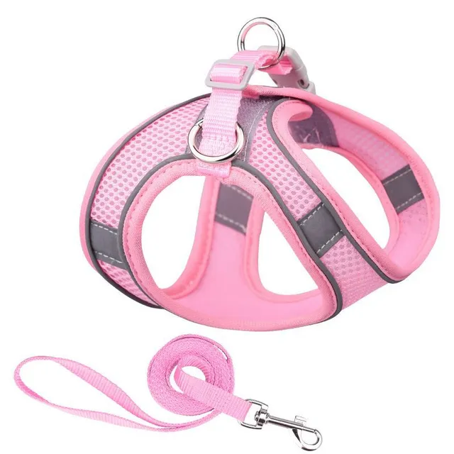 Reflective dog harness with leash - Adjustable vest, breathable collars for small and large dogs.