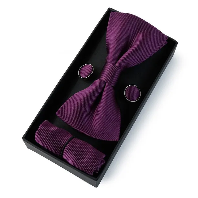 Men's bow tie, handkerchief and cuff links Augustine