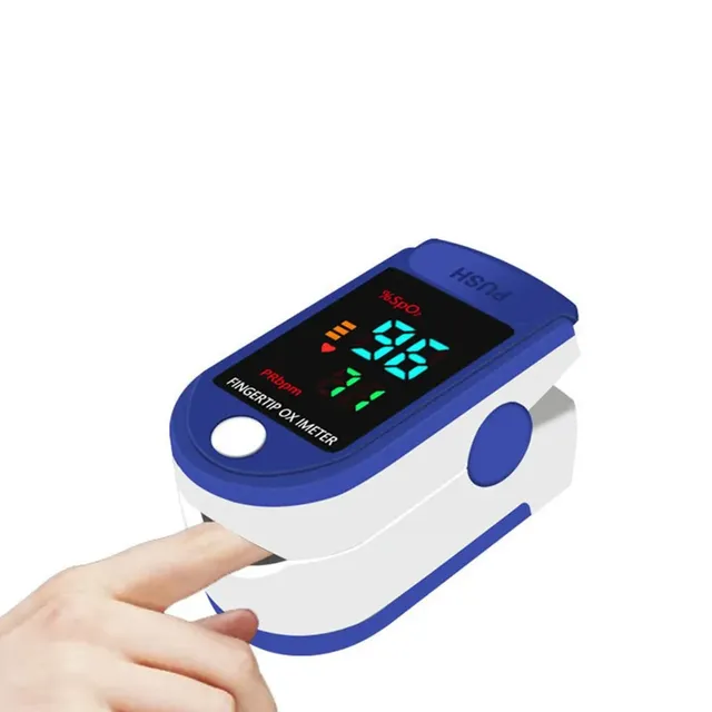 Portable pulse oximeter for finger with oxygen saturation measurement and LCD display for testing SpO2 and health care