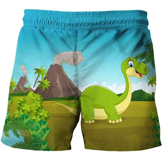 Kids beach shorts with dinosaur print