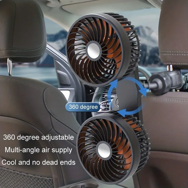 5V ventilátor zadné sedadlá do auta USB ventilátor s dvojhlavou Creative pre vnútorné autá s možnosťou nastavenia 120° A 360°-F6207