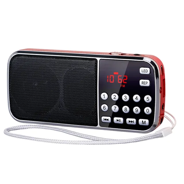 Portable radio AM/FM Pocket radio with bluetooth and MP3 Digital wireless radio Built-in LED light 12,6 x 2.5 cm