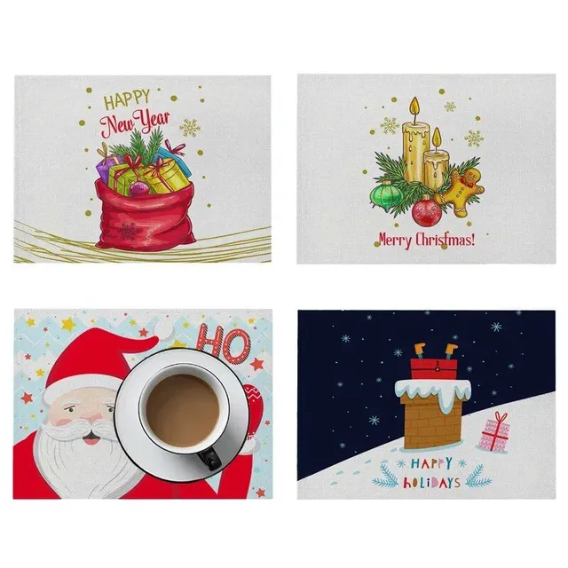 Christmas table pads and trays for bowls and cups for home decorations and celebrations of Christmas and holidays