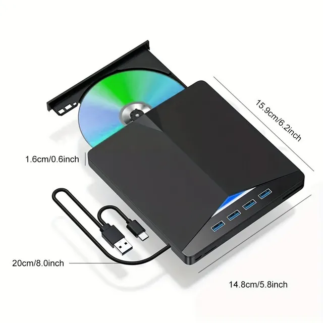 Portable DVD Unit USB 3.0 7 V 1: Burning, Playing and Compatibility With Notebook, Notebook / Table Computer / PC / Mac OS