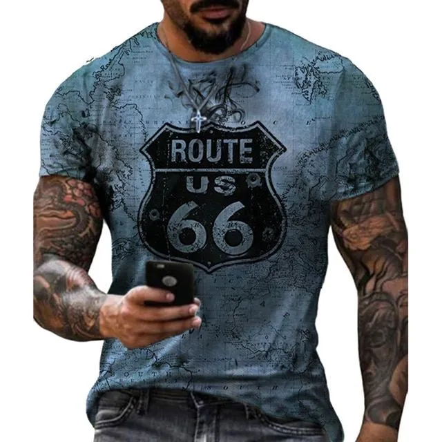 Męska koszulka z krótkim rękawem i nadrukiem - Route 66