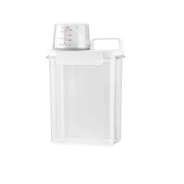 Wash powder dispenser with a measuring cup of 1800 ml