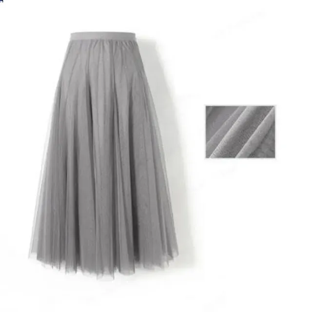 Women's translucent tulle skirt with high waist and polishering