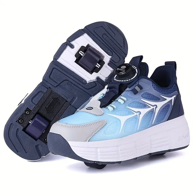 Comfortable children's and teenager's unisex boots on roller skates with rotating buckle