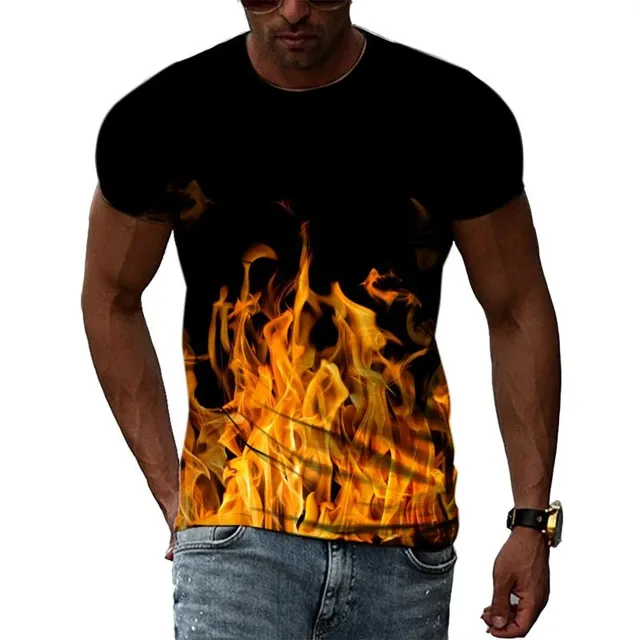 Tricou modern cu mânecă scurtă pentru bărbați cu imprimeu abstract original Noah