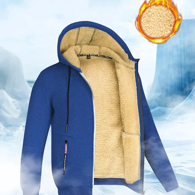 Men's winter sherpa hoodie - warm and stylish with zipper