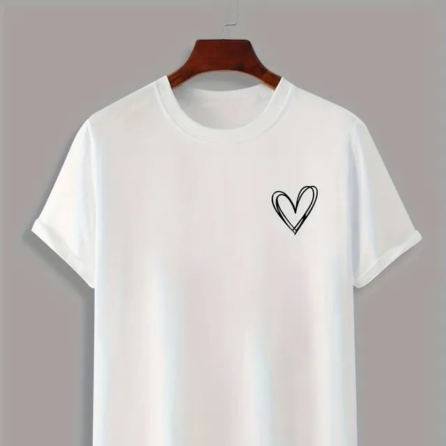 Stylish cotton T-shirt with printing heart for men, ideal for summer wearing