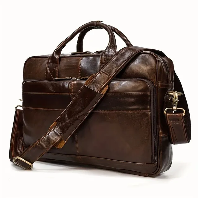 Męska walizka Z Right Beef Leather, Work Bag na notebooku, Work Bag