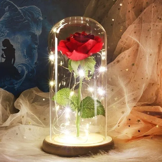 Charming glass dome LED String Rose
