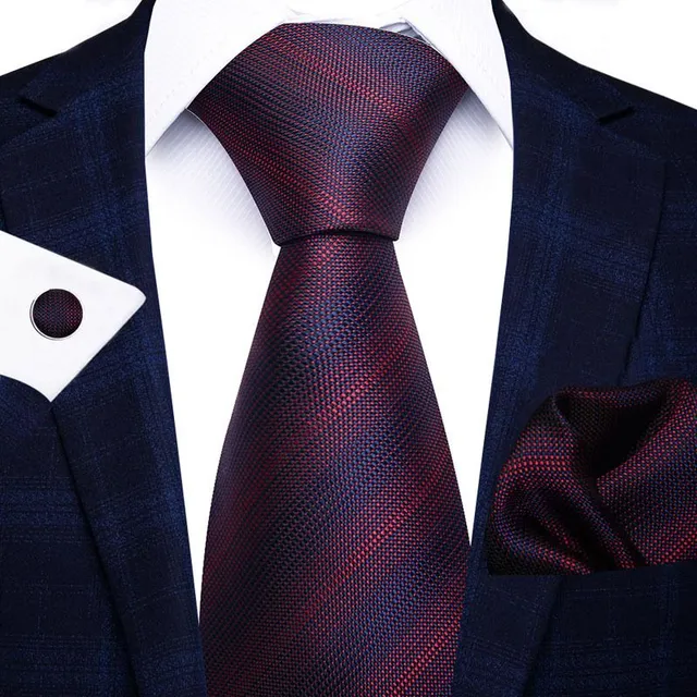 Férfi gyönyörű üzleti szett finom mintával | Nyakkendő, zsebkendő, mandzsettagombok