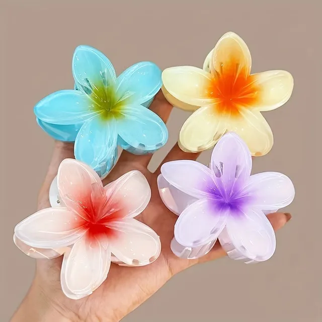 1/6pcs Épingles à cheveux élégantes avec fleurs de plumeria en couleurs pastel