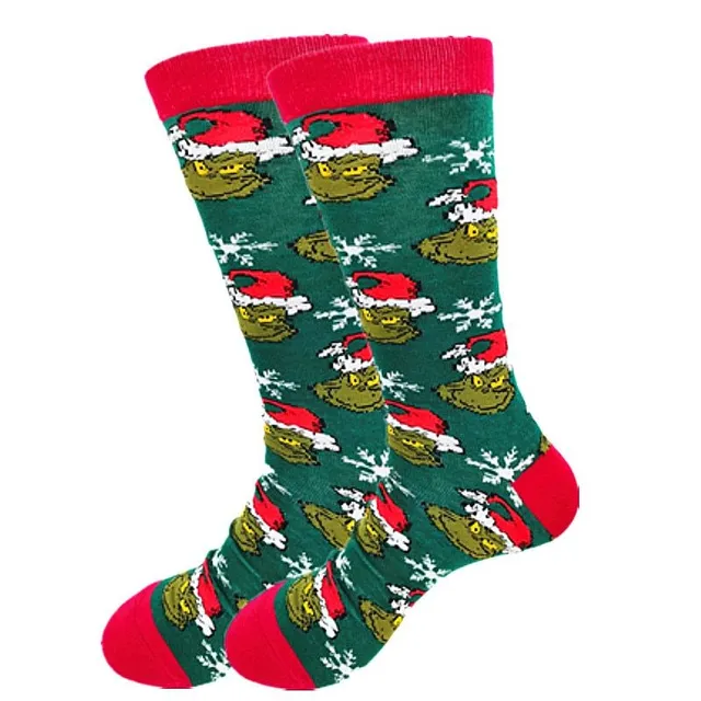 Unisex high socks with Christmas print Grinch and others