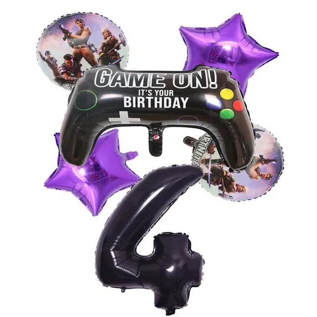 Štýlová narodeninová dekorácia s motívom populárnej hry Fortnite - sada balónov 6pcs A set 14