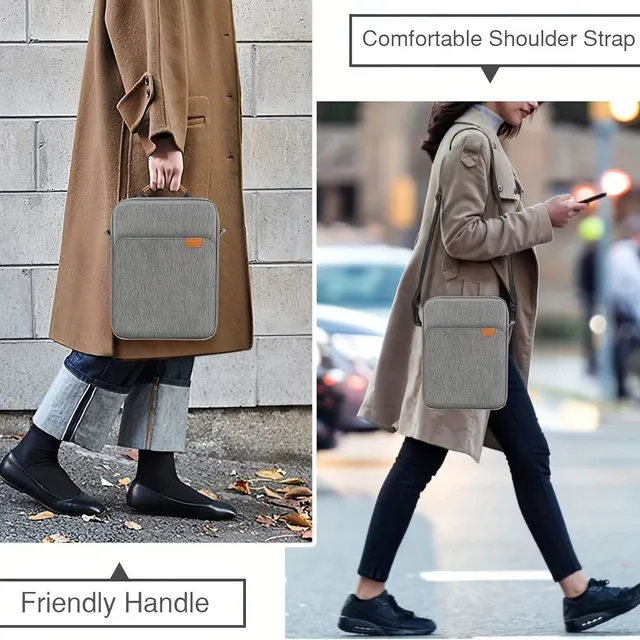 Vertical tablet bag with shoulder strap, Practical laptop bag for commuting, Waterproof purse