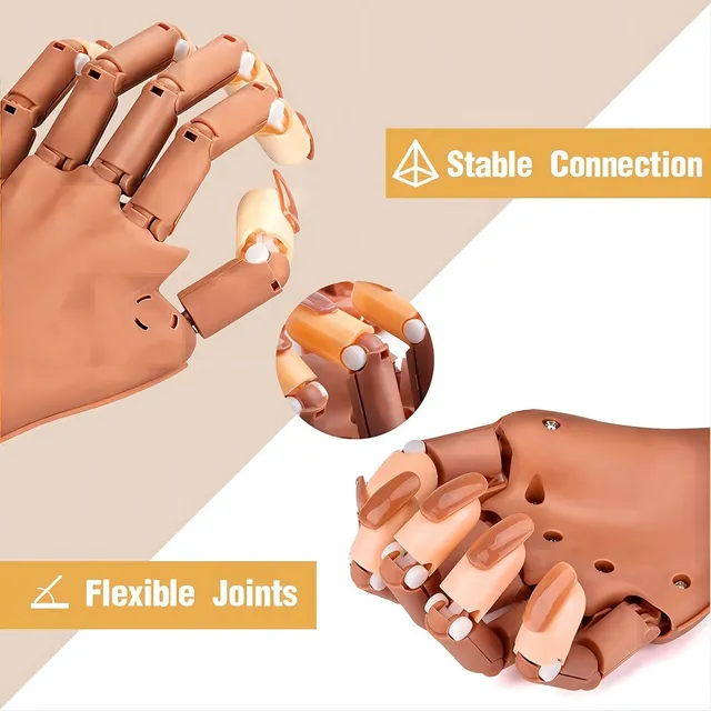 Sleeve for nail training, flexible artificial hand with 100 nails, set for manicure for home DIY